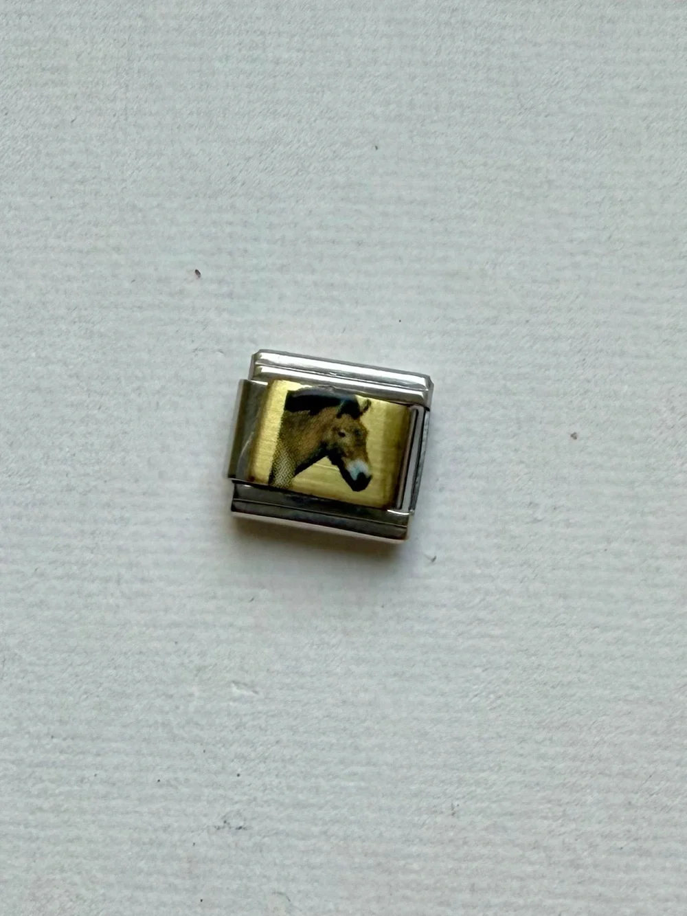 Italian charm link with gold-tone horse image